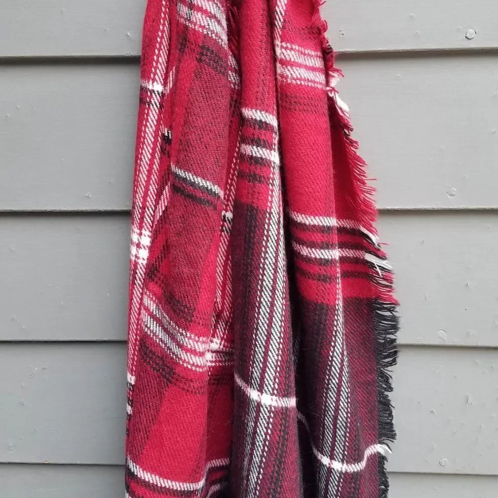 Red White Black Plaid Infinity Scarf 18